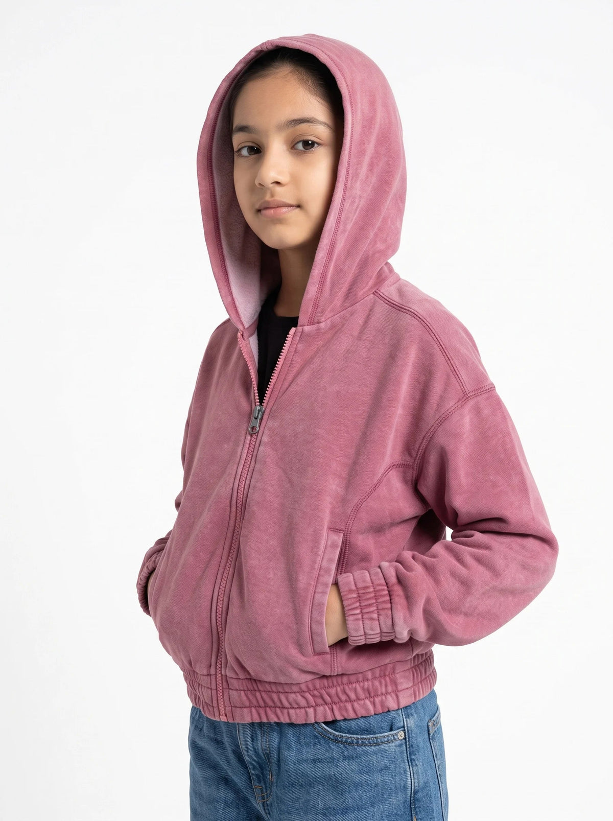 Pink Aura Acid Wash Cotton Boxy Fit Hoodie