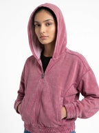 Pink Aura Acid Wash Cotton Boxy Fit Hoodie