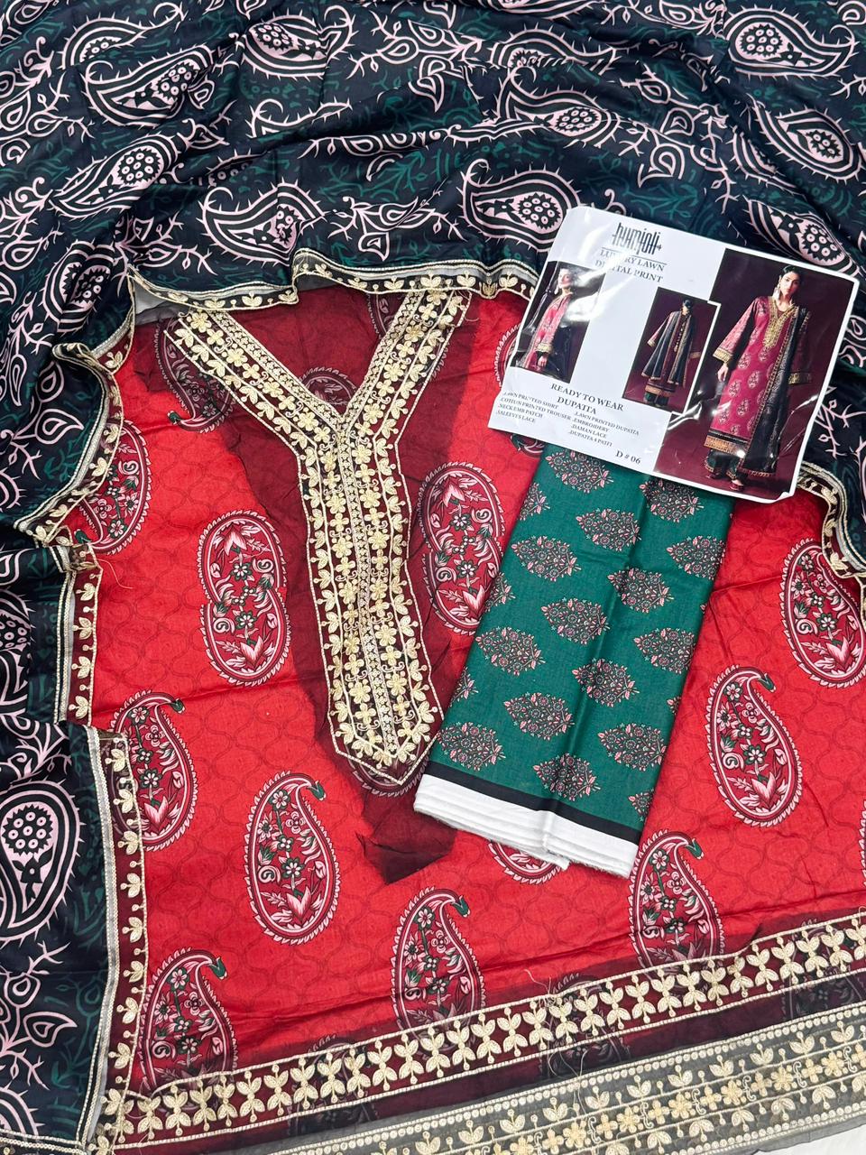 HUMJOLI Embroidery Unstitched 3PC – Summer Lawn Collection
