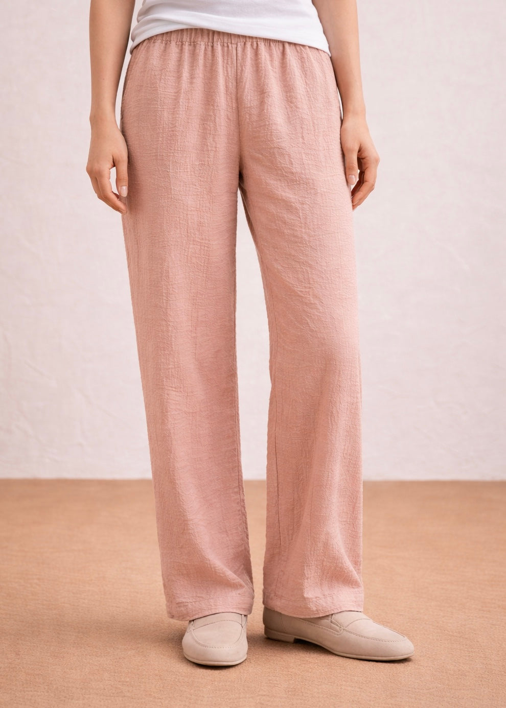 THE CREPE TEXTURE TROUSER-PINK