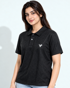 Premium Black Textured China Polo - Vogue Fashions