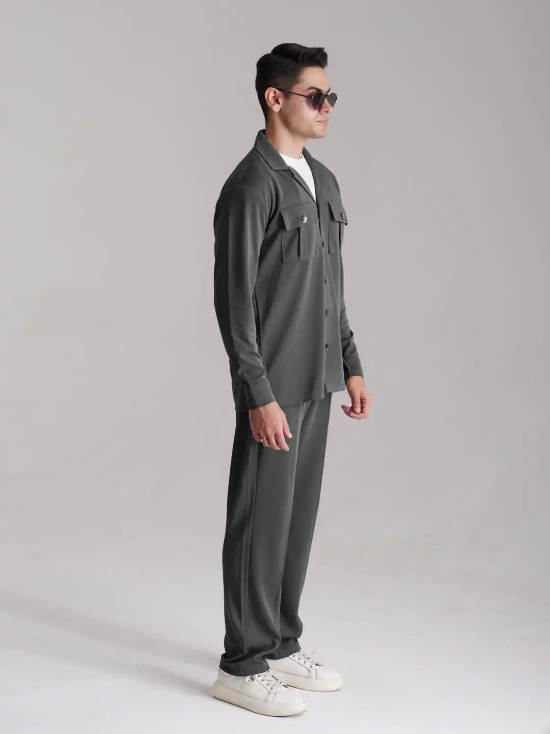 Premium Co-Ord Set Full Sleeve - Grey - Drizzle.pk