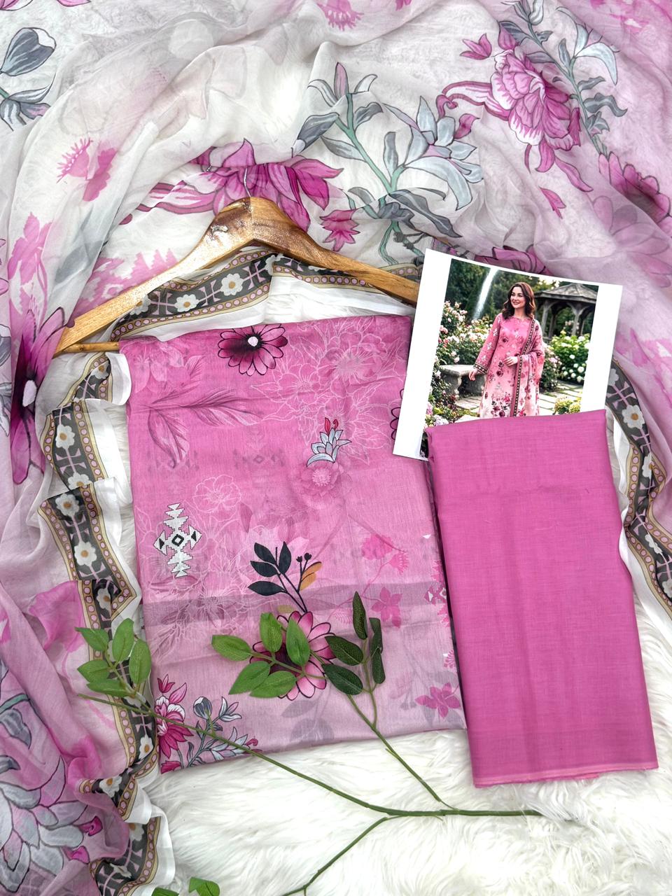 Sassi by Latif Arts Fine Lawn 3PC – Bambar Dupatta