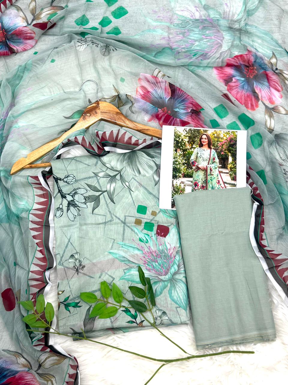 Sassi by Latif Arts Fine Lawn 3PC – Bambar Dupatta