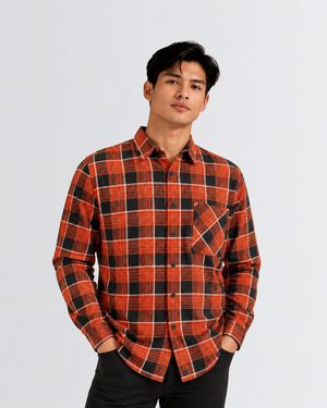Men's Checkered Shirt - Orange