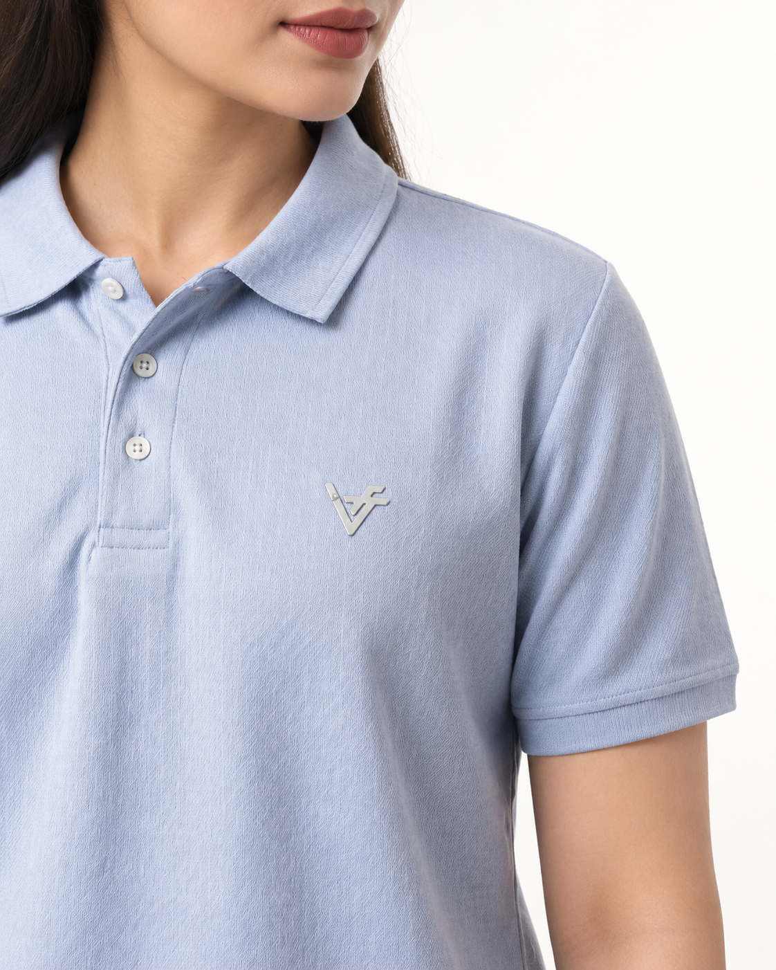 Sky Textured Cotton Polo - Vogue Fashions