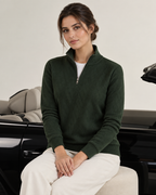 THE COZY KNIT ZIP MOCK-NECK-OLIVE - Fitteez Fashion