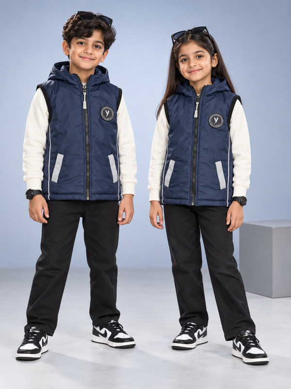 Sleeveless Hooded Puffer For Boys & Girls VJ77-A