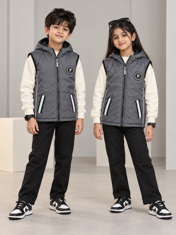 Sleeveless Hooded Puffer For Boys & Girls VJ77-B