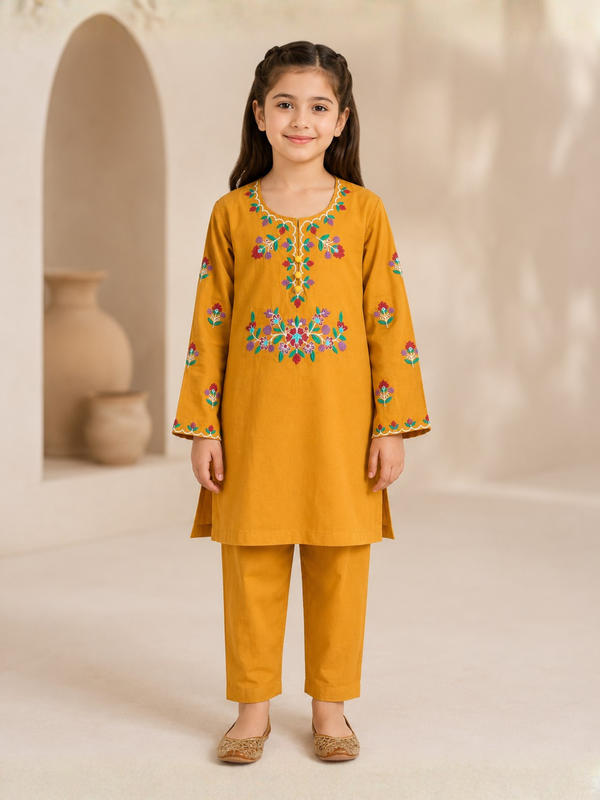 Embroidered Girls Summer 2Pcs Suit VG223-A
