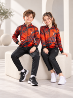 Mock Neck Tracksuit For Boys & Girls, Fleece #VWT35-A