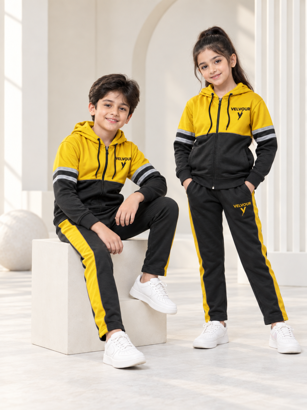 Hooded Tracksuit For Boys & Girls, Poly Athletic Fleece #VWT08-B