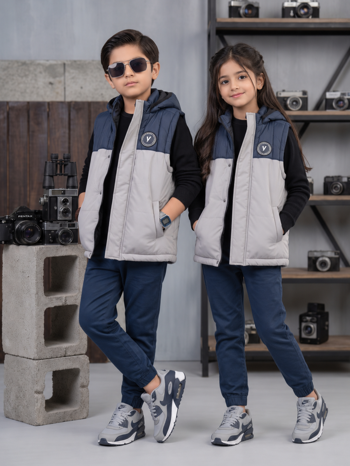 Sleeveless Hooded Puffer For Boys & Girls VJ88-B