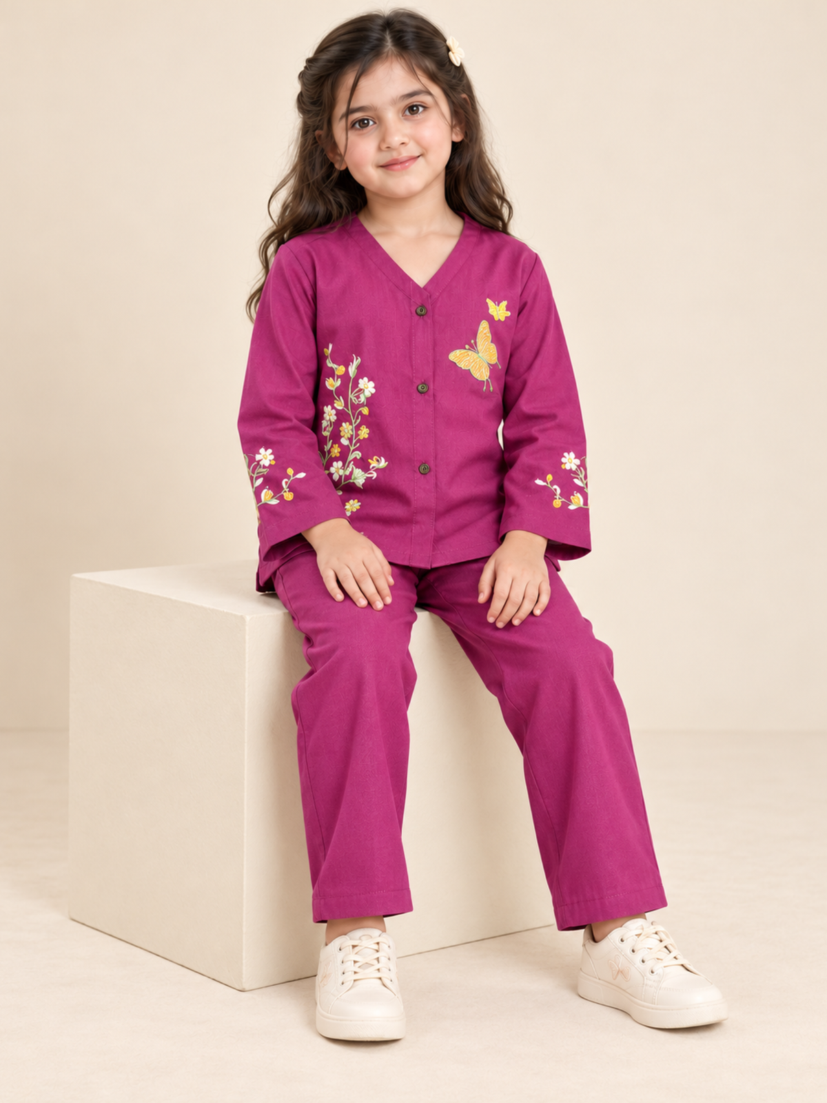 Embroidered Girls Co Ord Set VG239-A