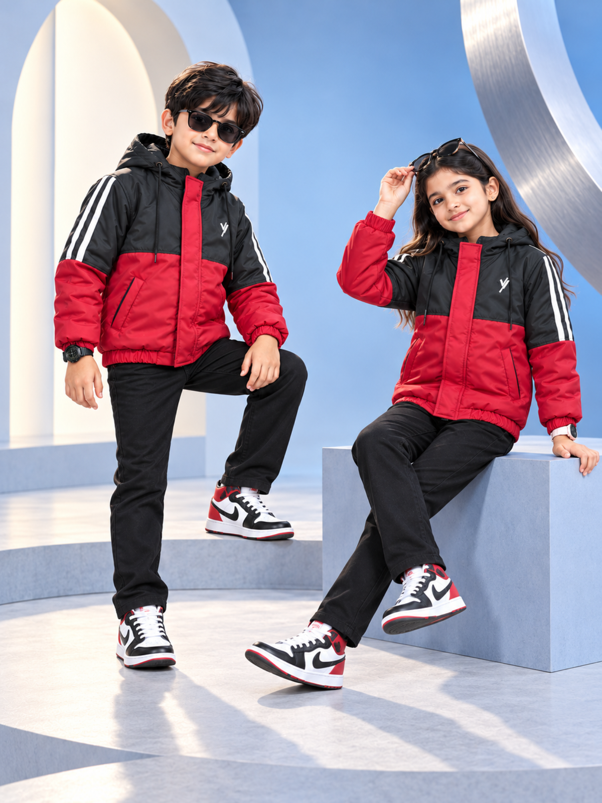 Full Sleeves Hooded Puffer Jacket Boys & Girls VJ95-B