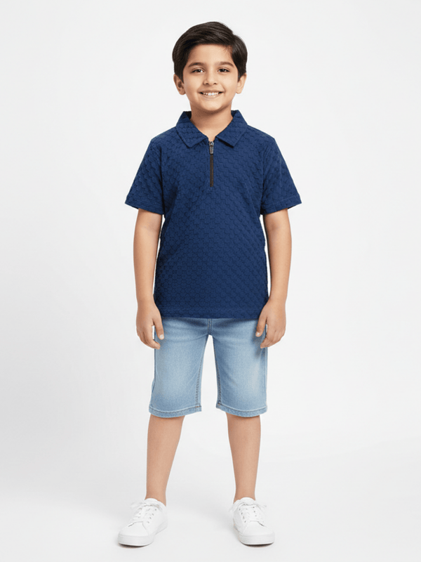 Boys Zip Collar Polo Shirt VP22-C