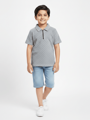Boys Zip Collar Polo Shirt VP22-B