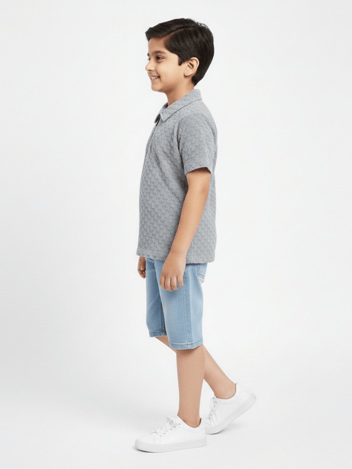 Boys Zip Collar Polo Shirt VP22-B