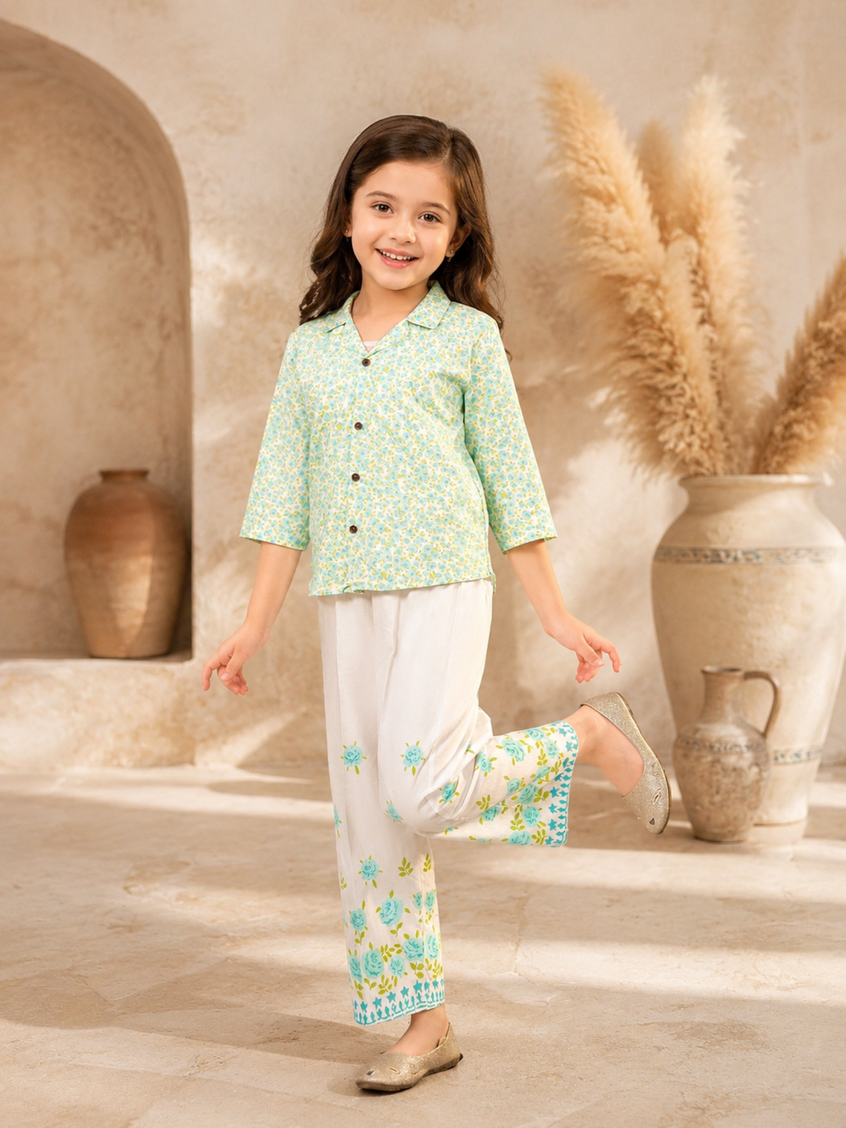 Girls Summer 2Pcs Printed Suit VG161-AB