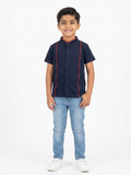 Boys Navy Mandarin Collar Casual Shirt VP25-A