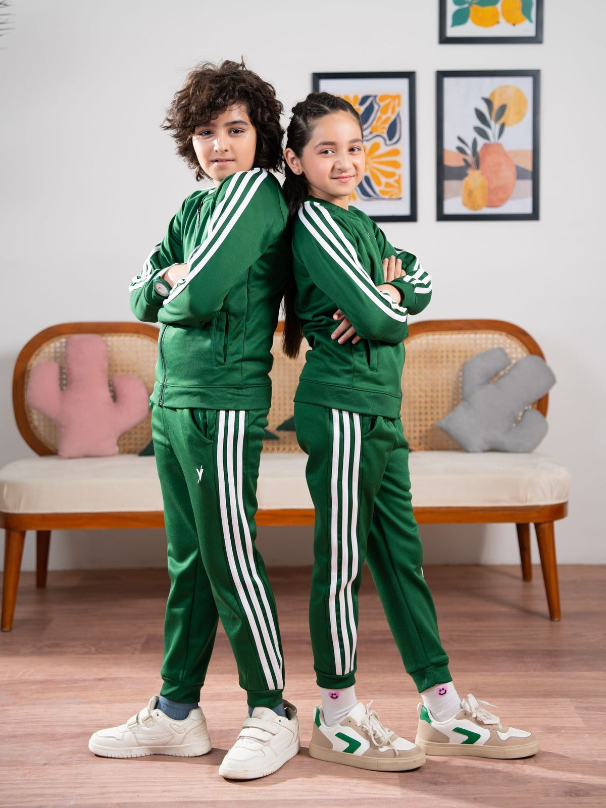 Mock Neck Tracksuit For Boys & Girls, Fleece #VWT36-A
