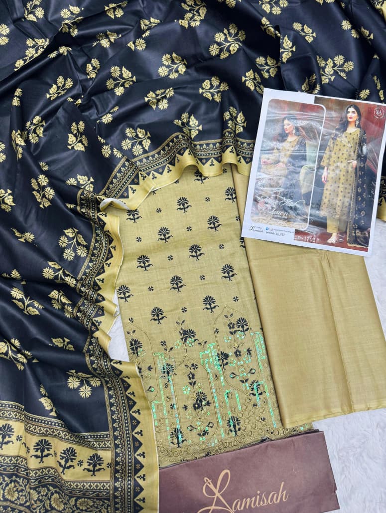 Noor e Azal Embroidered Lawn 3PC – Unstitched