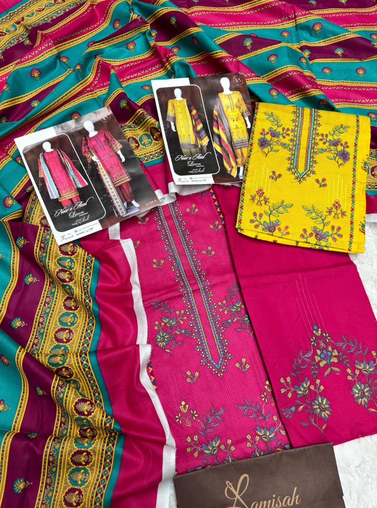 Noor e Azal Embroidered Lawn 3PC – Unstitched