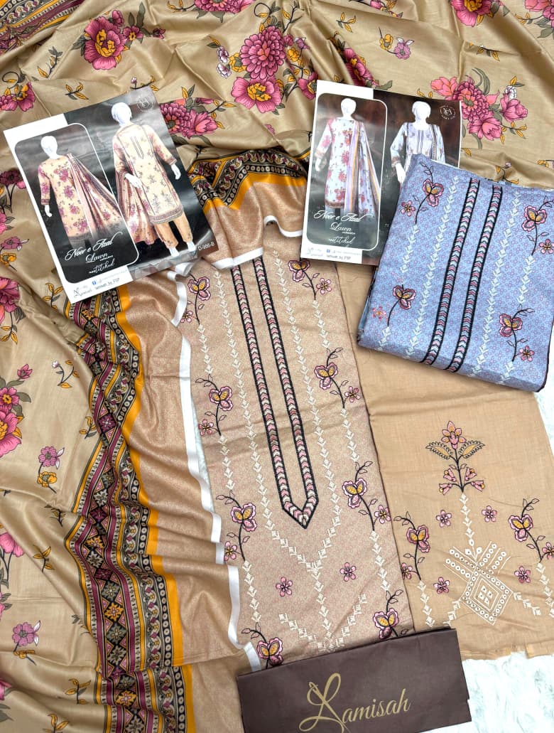 Noor e Azal Embroidered Lawn 3PC – Unstitched