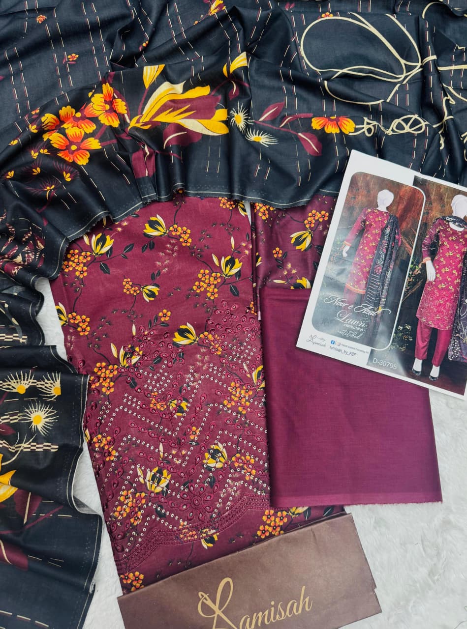 Noor e Azal Embroidered Lawn 3PC – Unstitched