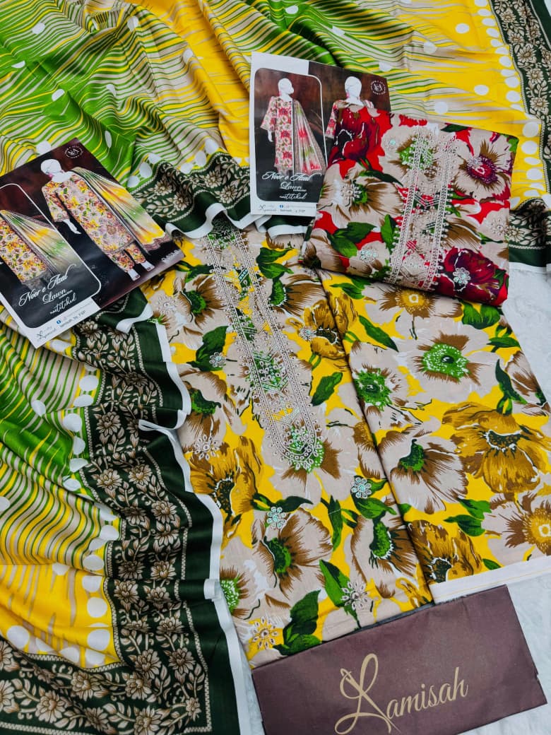 Noor e Azal Embroidered Lawn 3PC – Unstitched