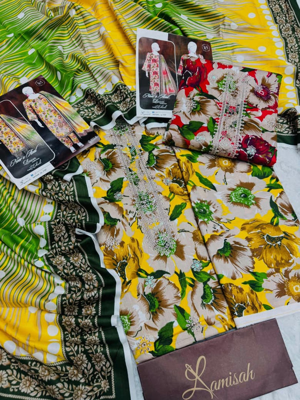 Noor e Azal Embroidered Lawn 3PC – Unstitched