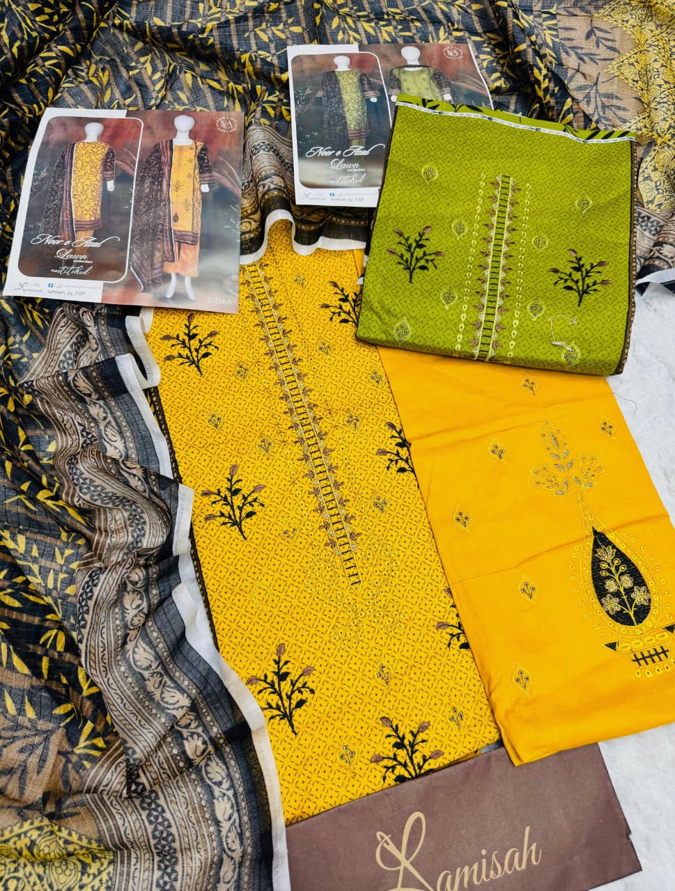 Noor e Azal Embroidered Lawn 3PC – Unstitched