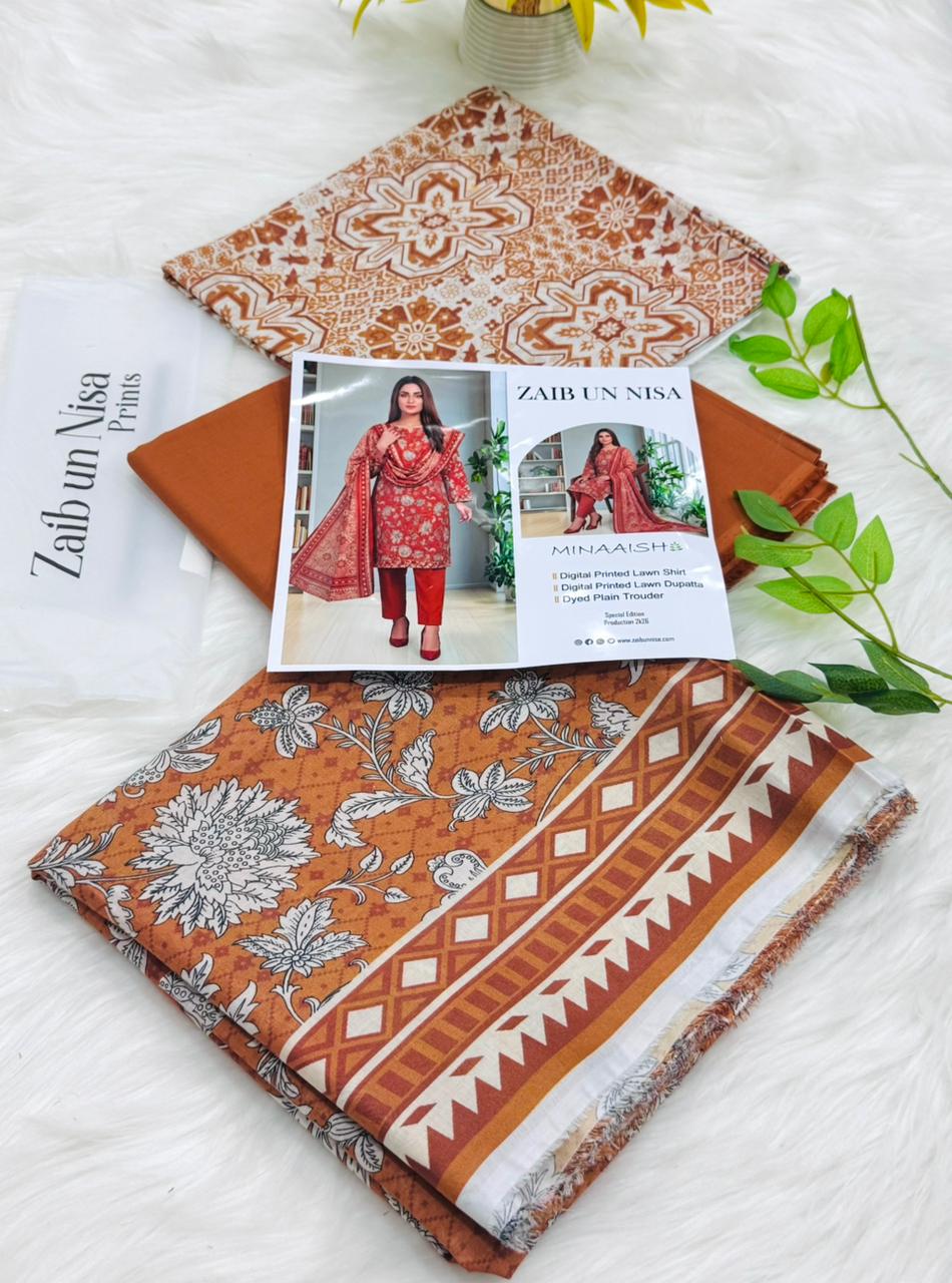Original Brand ZAIB UN NISA Prints 3PC
