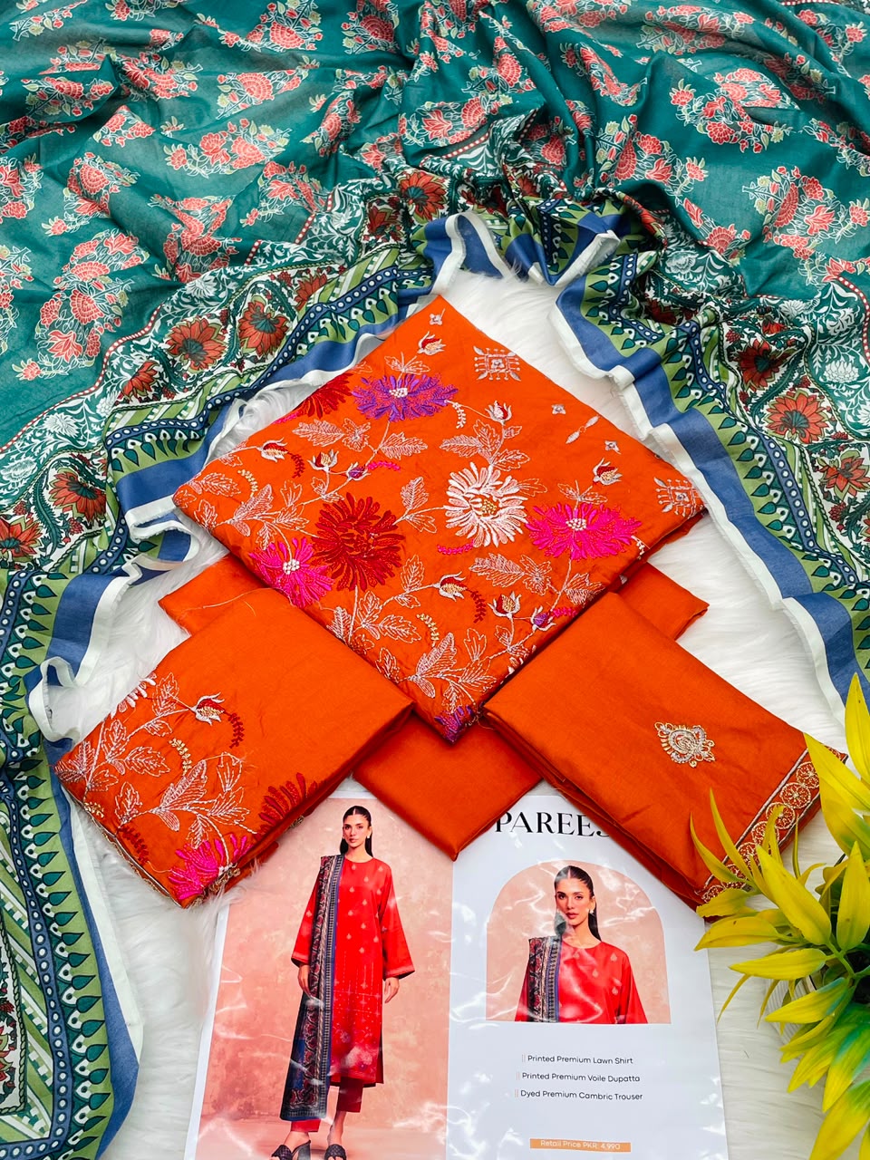 Pareesa Lawn 3PC Printed Premium