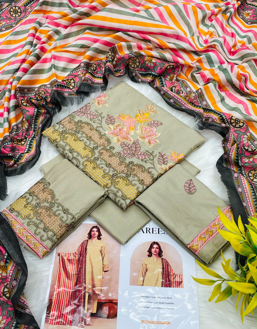Pareesa Lawn 3PC Printed Premium