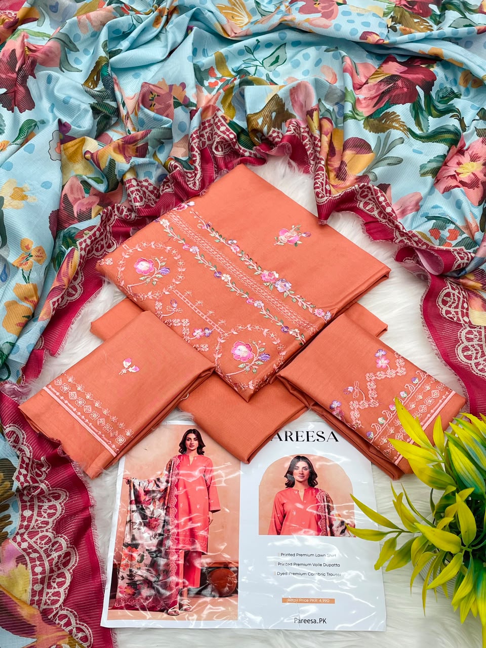 Pareesa Lawn 3PC Printed Premium