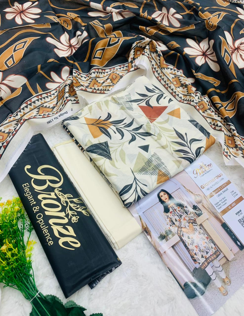 Bronze Glamorous Digital Printed Lawn – 3PC