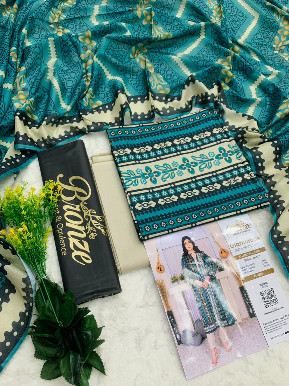 Bronze Glamorous Digital Printed Lawn – 3PC