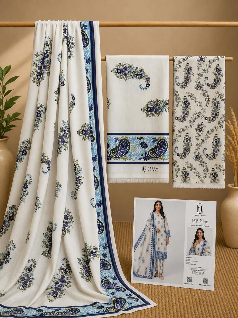 Faiza Faisal Digital Printed Viscose 3PC Winter Collection