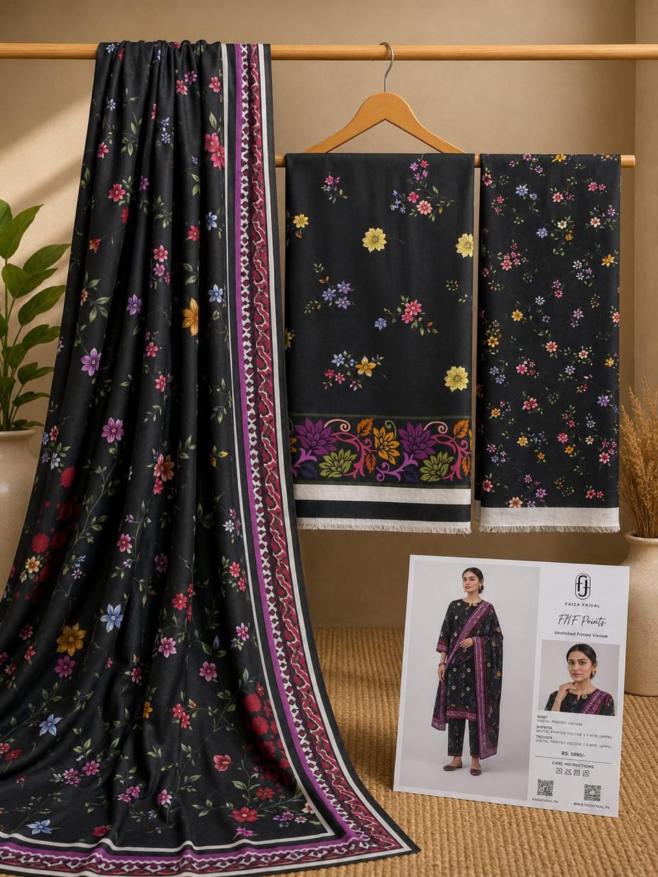 Faiza Faisal Digital Printed Viscose 3PC Winter Collection