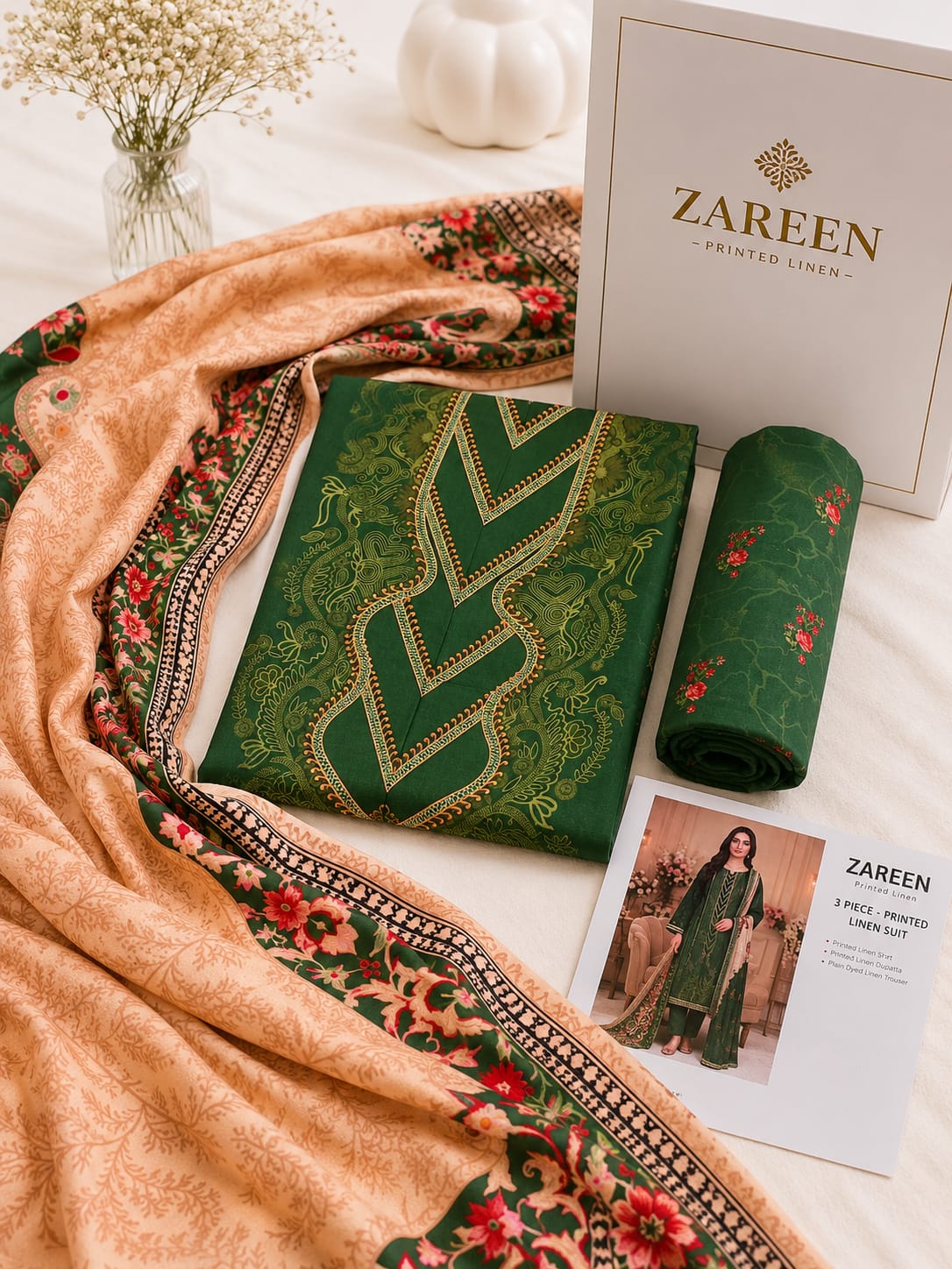 Zareen Print Linen 3PC Suit Winter Collection 2026