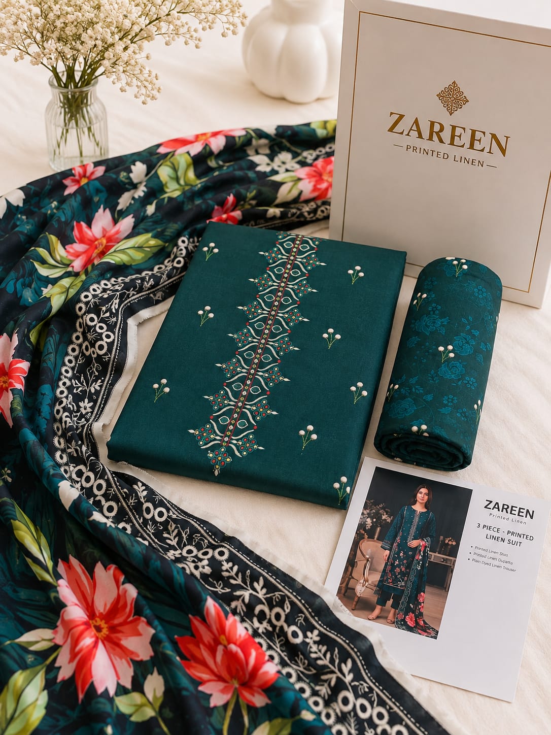 Zareen Print Linen 3PC Suit Winter Collection 2026