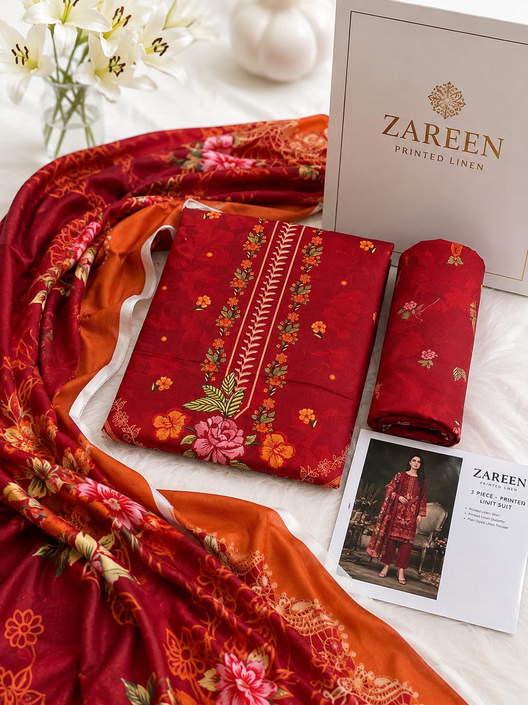 Zareen Print Linen 3PC Suit Winter Collection 2026