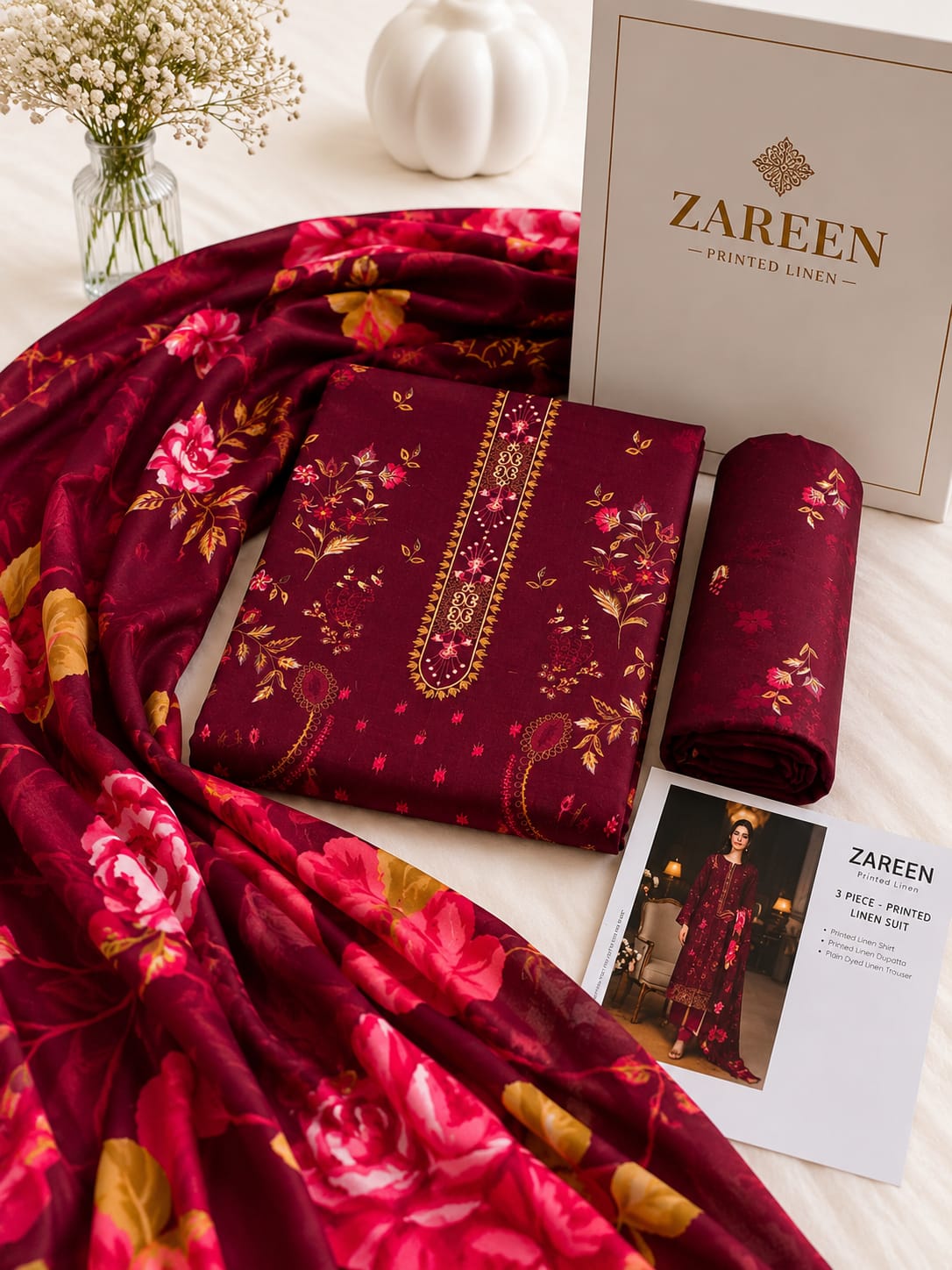 Zareen Print Linen 3PC Suit Winter Collection 2026