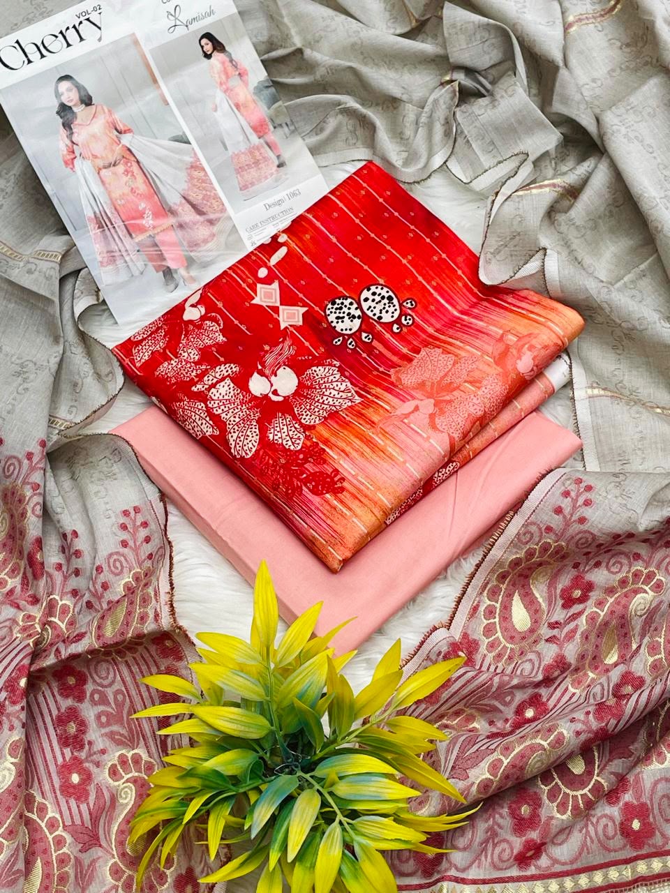 Cherry Jacquard Shawl 3PC Suit Winter 2026