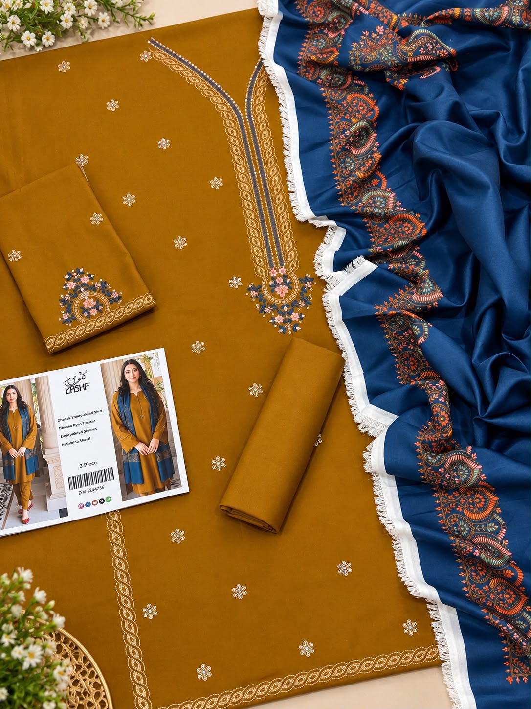Mix Brand Luxury Dhanak Emb 3PC Vol-8