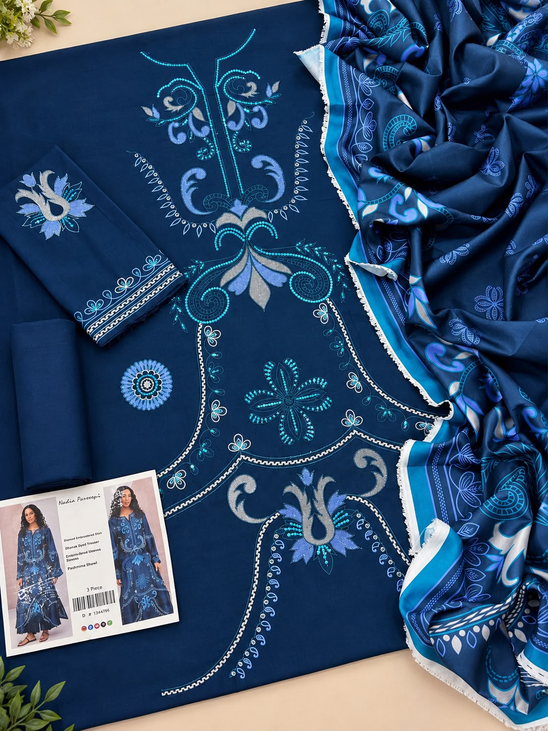 Mix Brand Luxury Dhanak Emb 3PC Vol-8