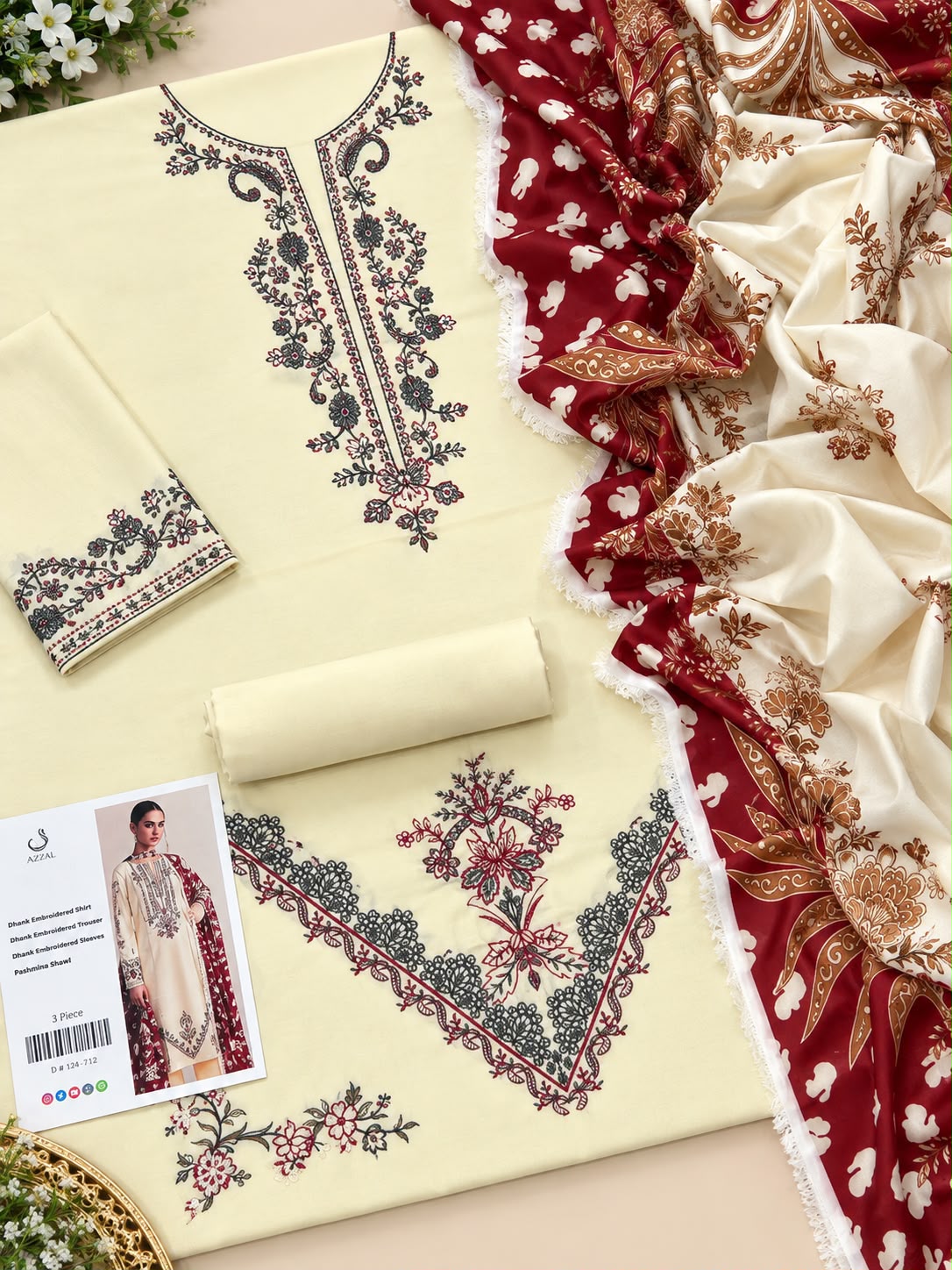 Mix Brand Luxury Dhanak Emb 3PC Vol-8