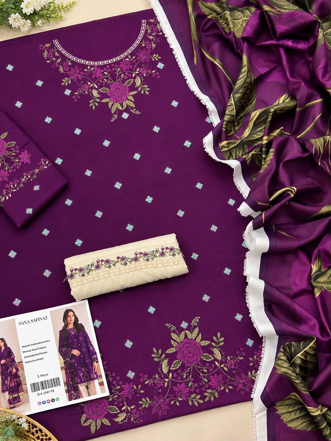 Mix Brand Luxury Dhanak Emb 3PC Vol-8