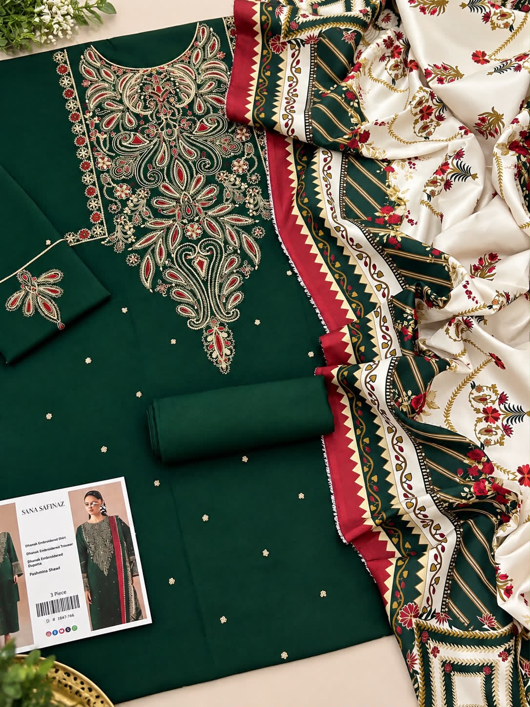 Mix Brand Luxury Dhanak Emb 3PC Vol-8
